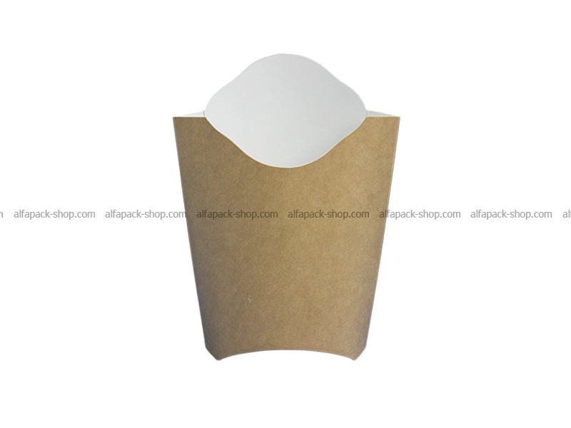Упаковка для картоплі фрі Міді (буро-біла)